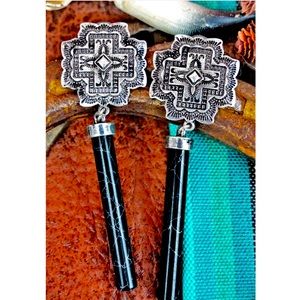 Black Spirit Falls cross earrings New!